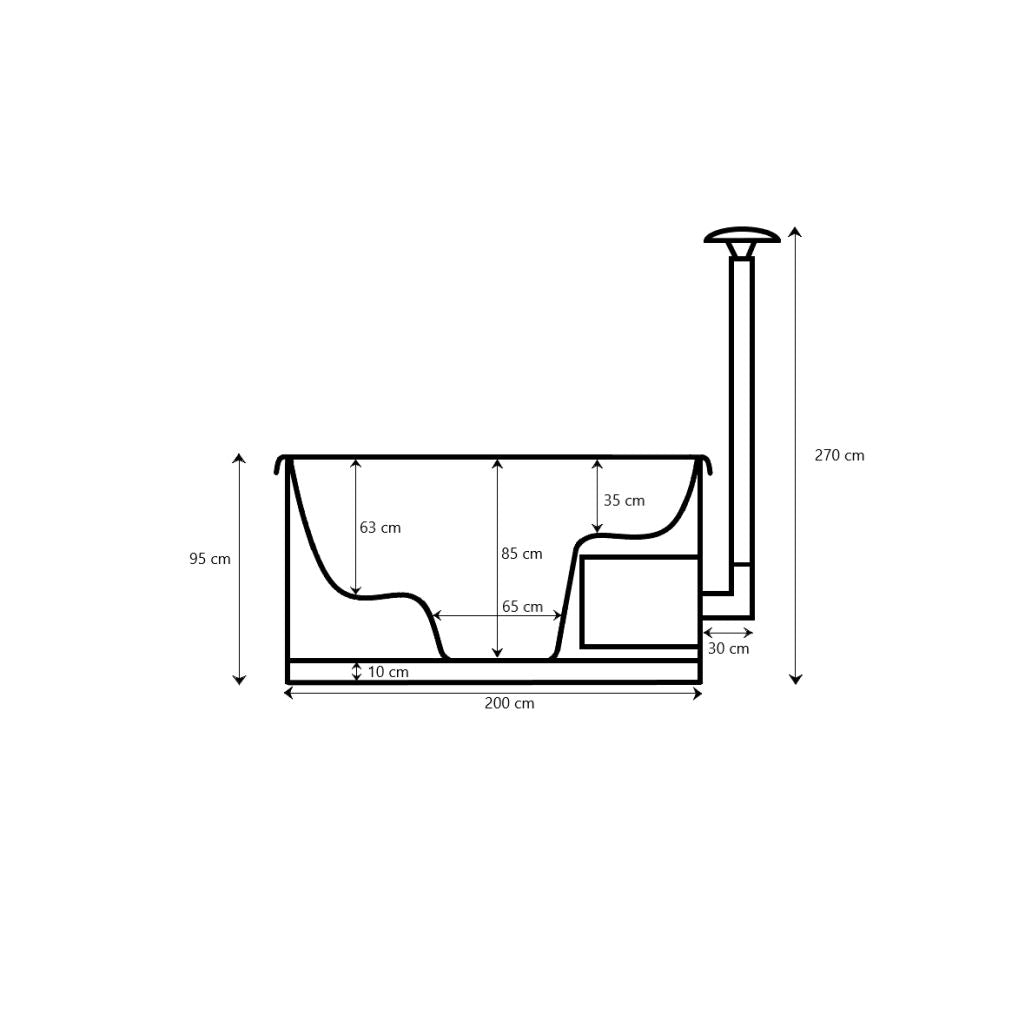 Whirlpool GFK - Badefass - Badezuber RUND Ø200cm mit Holzheizung