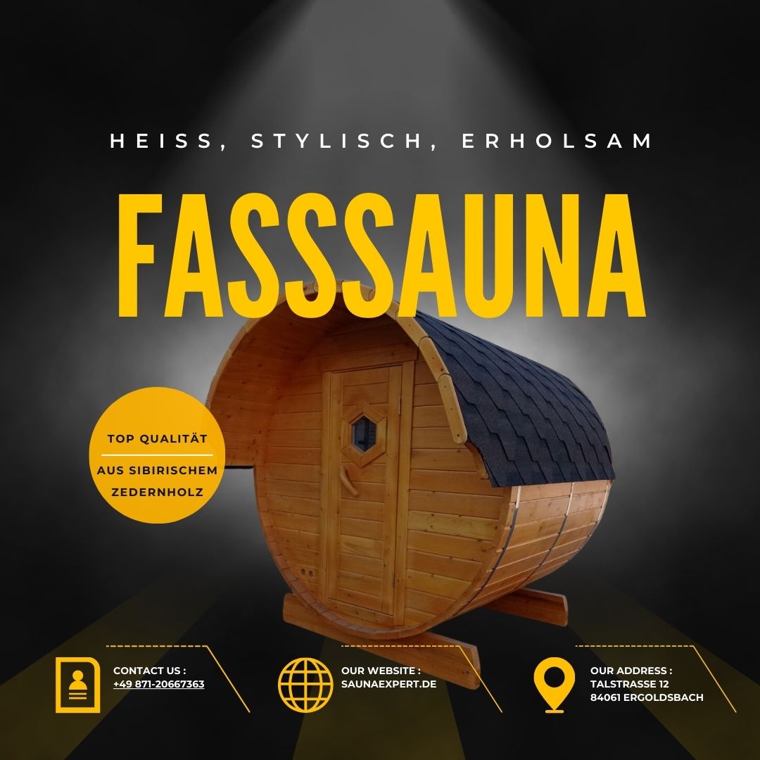 Sauna aus sibirischem Zedernholz 2,5m - Wellness Fasssauna Bausatz