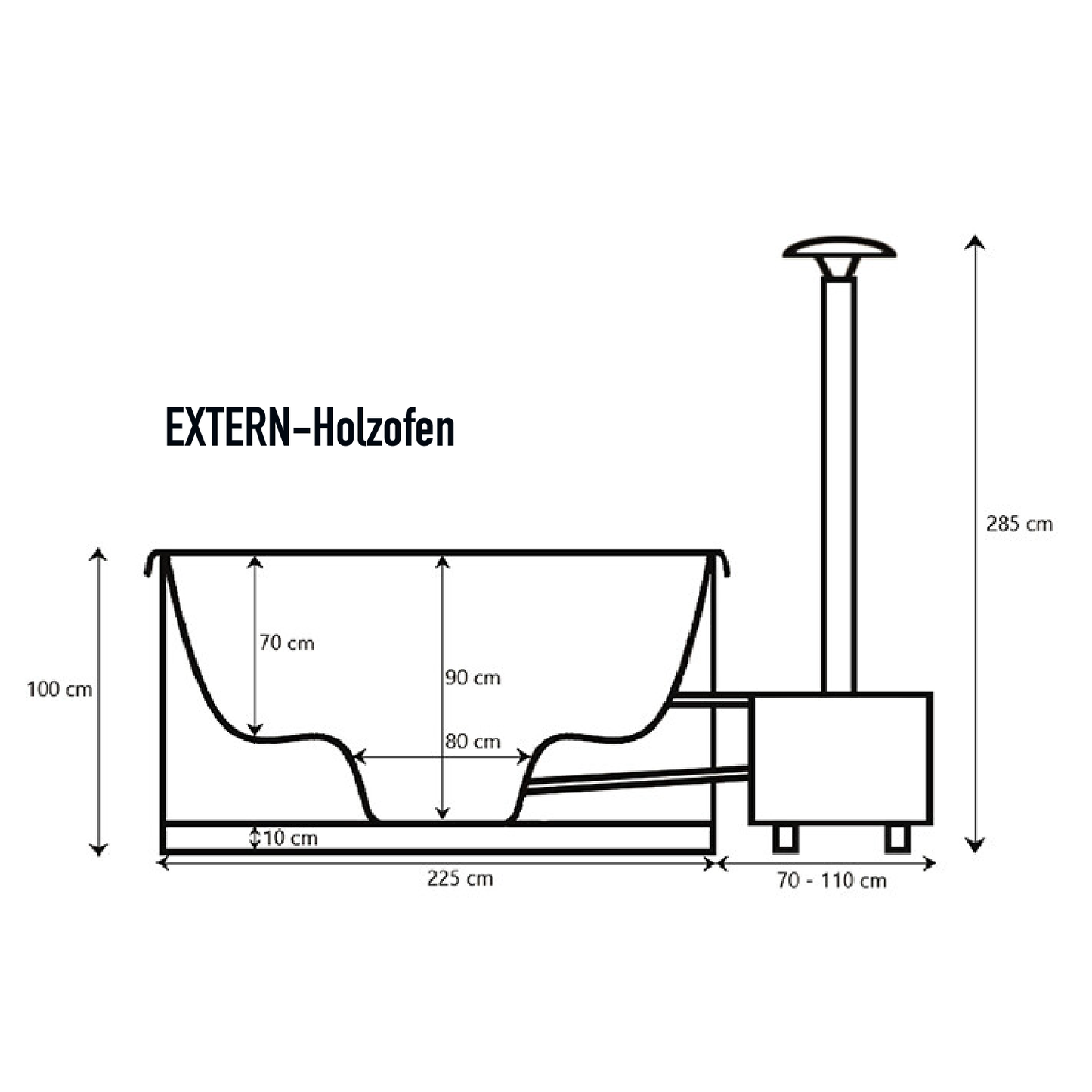 HOT TUB "PEARL" - externe Holzofen, Acryl-Einsatz, ⌀225cm