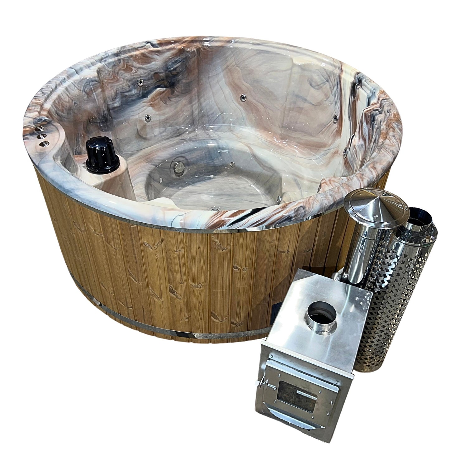 HOT TUB "PEARL" - externe Holzofen, Acryl-Einsatz, ⌀225cm