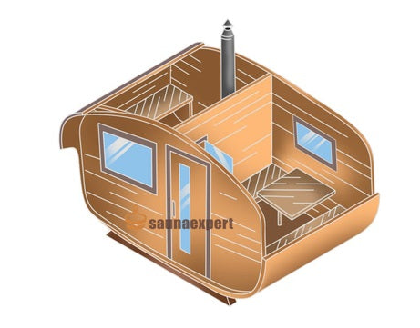 Fasssauna BRR-Quadro-Oval 4×3 m – Zeder