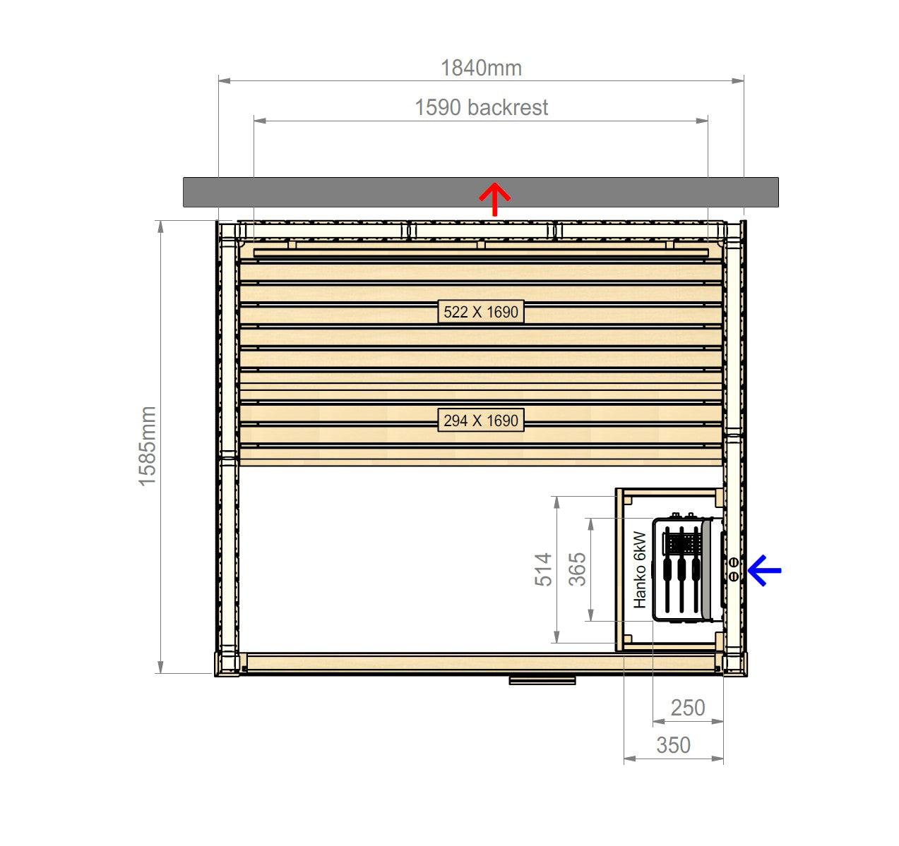 Helo Hanko L Grundriss Maße oben