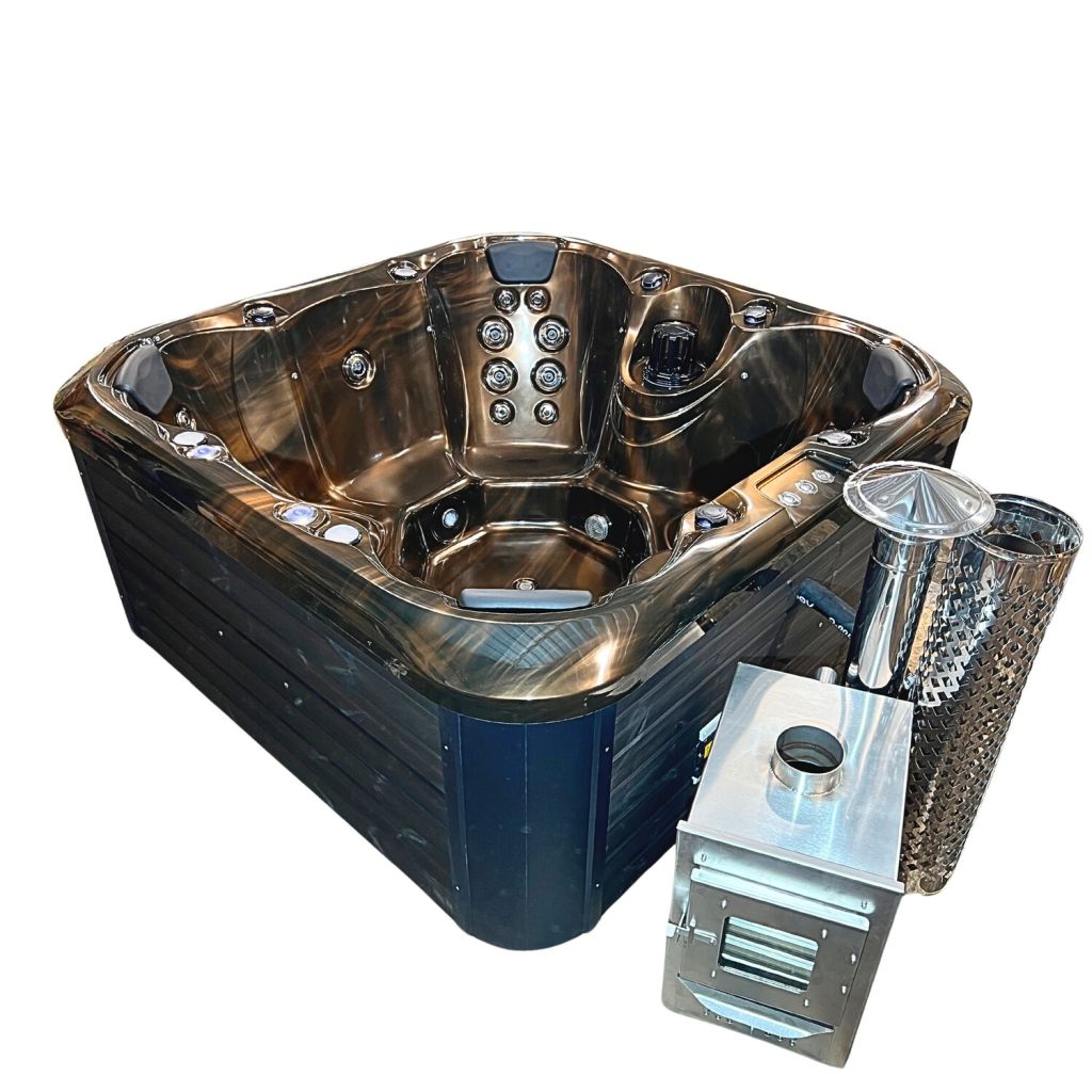 HOT TUB "GRANITE" - externe Holzofen, Acryl-Einsatz, 200 x 200 cm