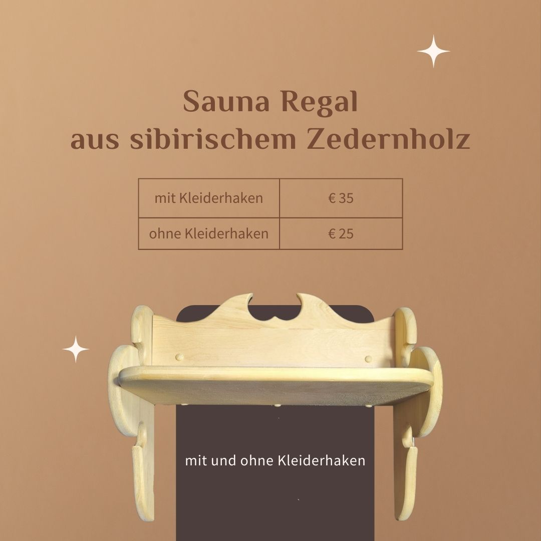 Saunaregal mit Kleiderhacken aus Zedernholz - Ablage