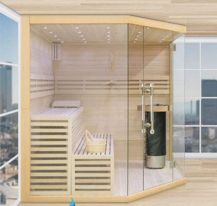 Finnische Sauna mit Glasfront 200 x 200 x 210cm