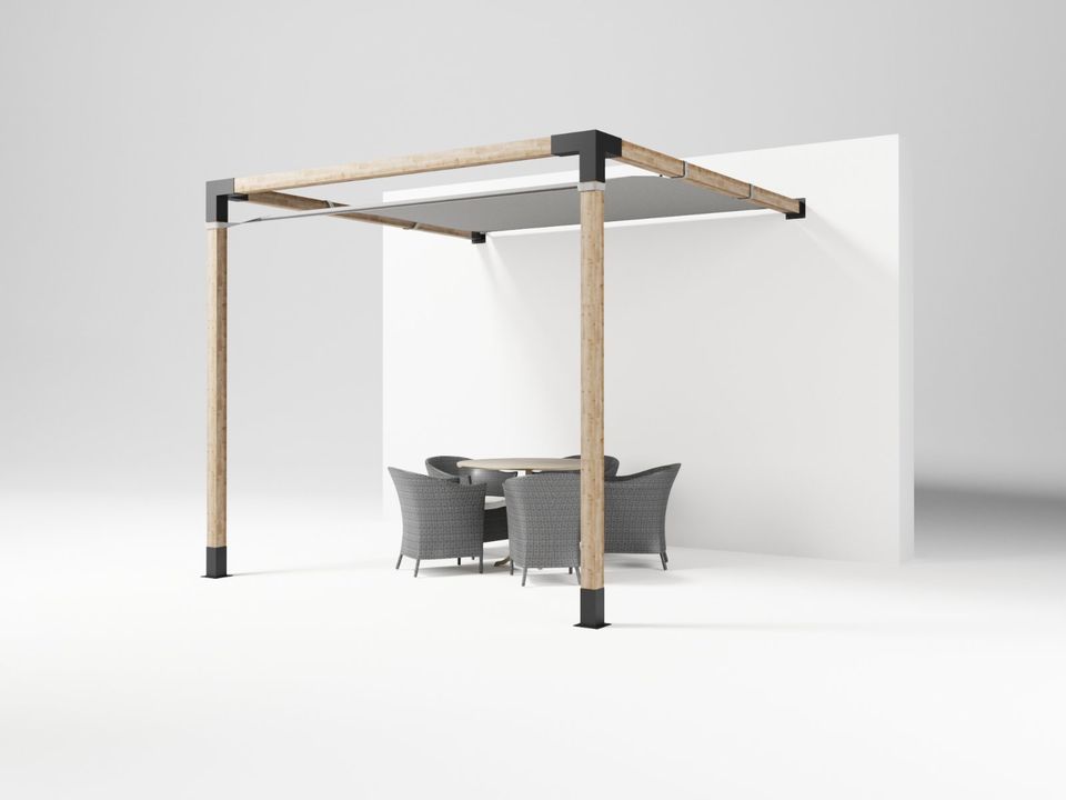 Habercube Terrassenbeschattung 300x300cm Wandbefestigt - Steckverbinder 10x10cm