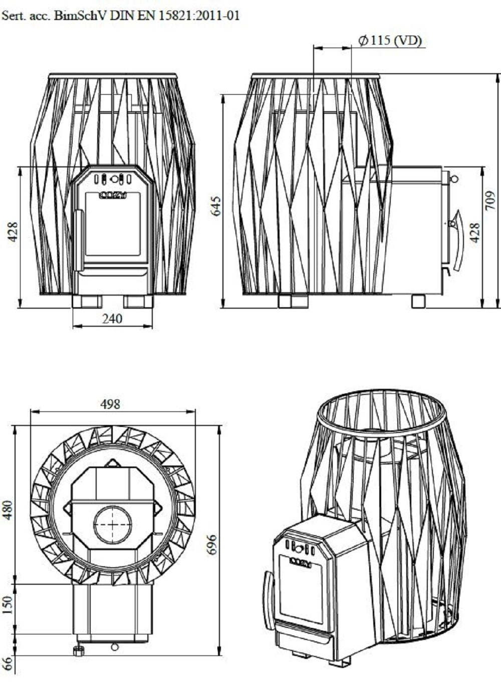 Saunaofen COZY 12KW OG-TW mit BIMSCHV 2