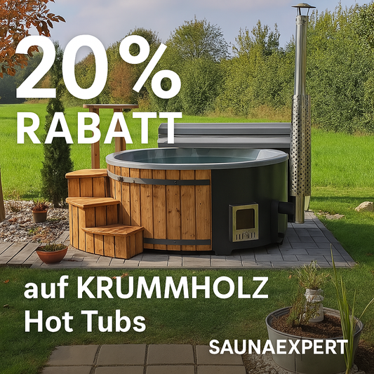 20 % Rabatt auf KRUMMHOLZ GFK-Hot Tub bei SAUNAEXPERT
