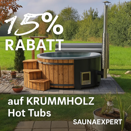 Whirlpool GFK - Badefass - Badezuber RUND Ø200cm mit Holzheizung