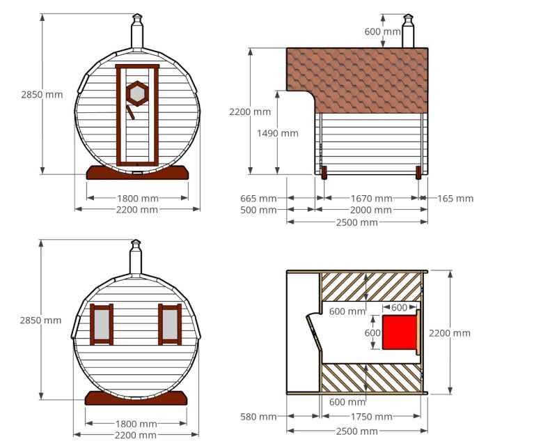 Sauna aus sibirischem Zedernholz 2,5m - Wellness Fasssauna Bausatz