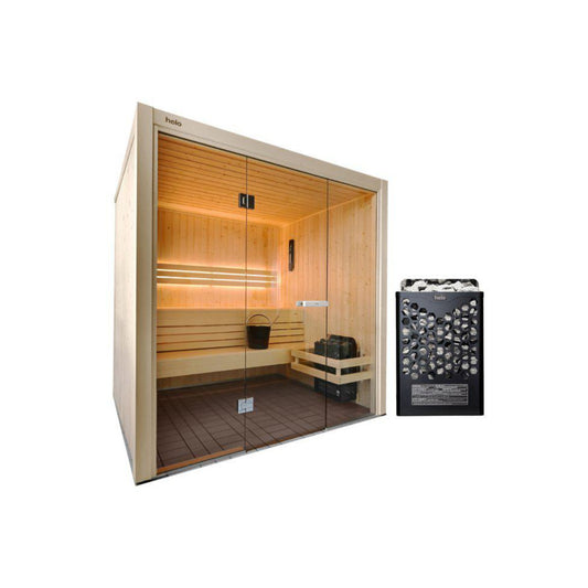 Helo Hanko L Sauna Glasfront mit Ofen
