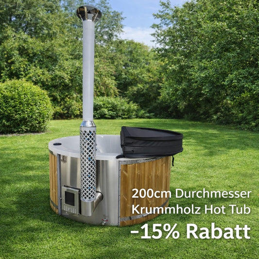 Whirlpool GFK - Badefass - Badezuber RUND Ø200cm mit Holzheizung