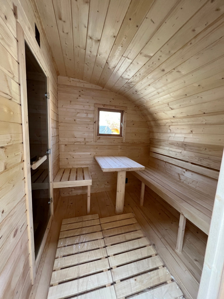 Fasssauna BRR-Quadro-Oval 4×3 m – Zeder