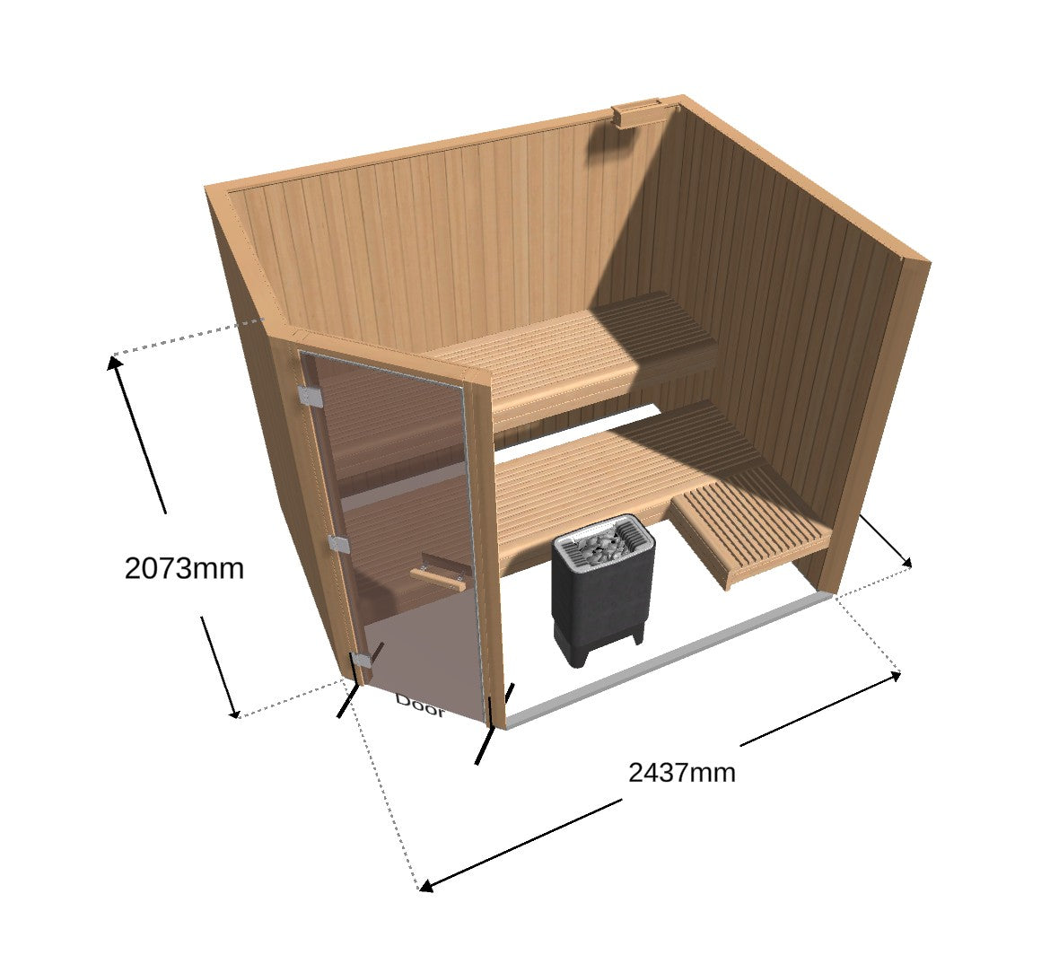 Tylö Corner Sauna 244×184×207 cm | Bronze-Glas, Thermo Aspen | Ofen SENSE SPORT 8