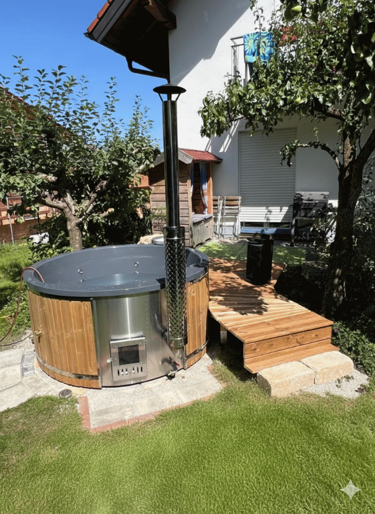 Whirlpool GFK - Badefass - Badezuber Ø200cm mit Holzheizung