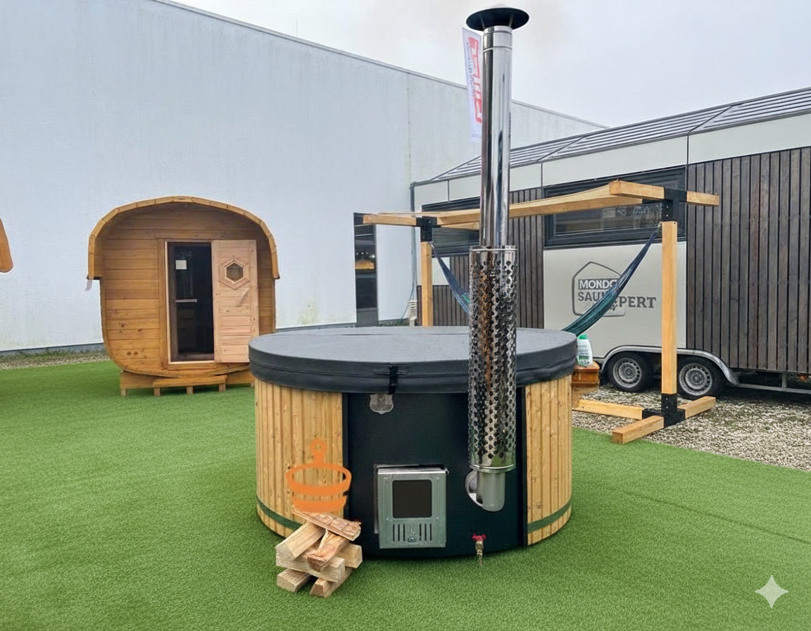 Whirlpool GFK - Badefass - Badezuber Ø200cm mit Holzheizung