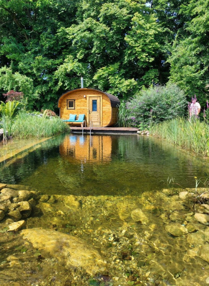 Fasssauna BRR-Quadro-Oval 4×3 m – Zeder