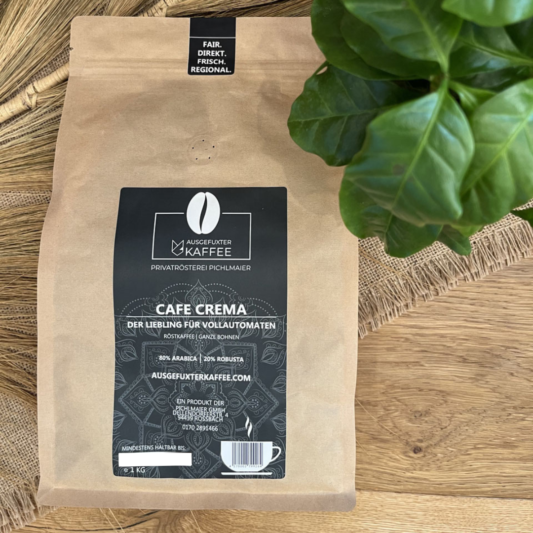 Cafe Crema – 80% Arabica / 20% Robusta | Ganze Bohnen | Handgeröstet in Bayern