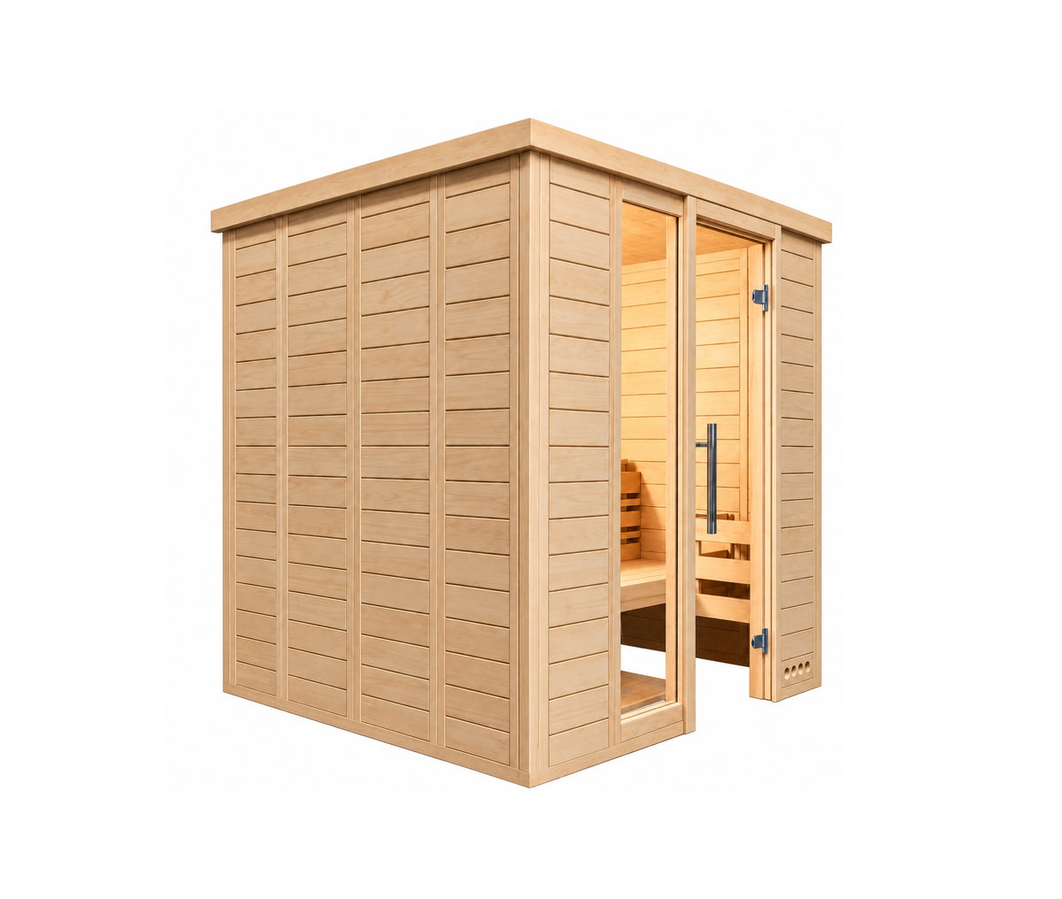 Sauna LAHTI 1 mit Ganzglastür und seitlichem Glaselement