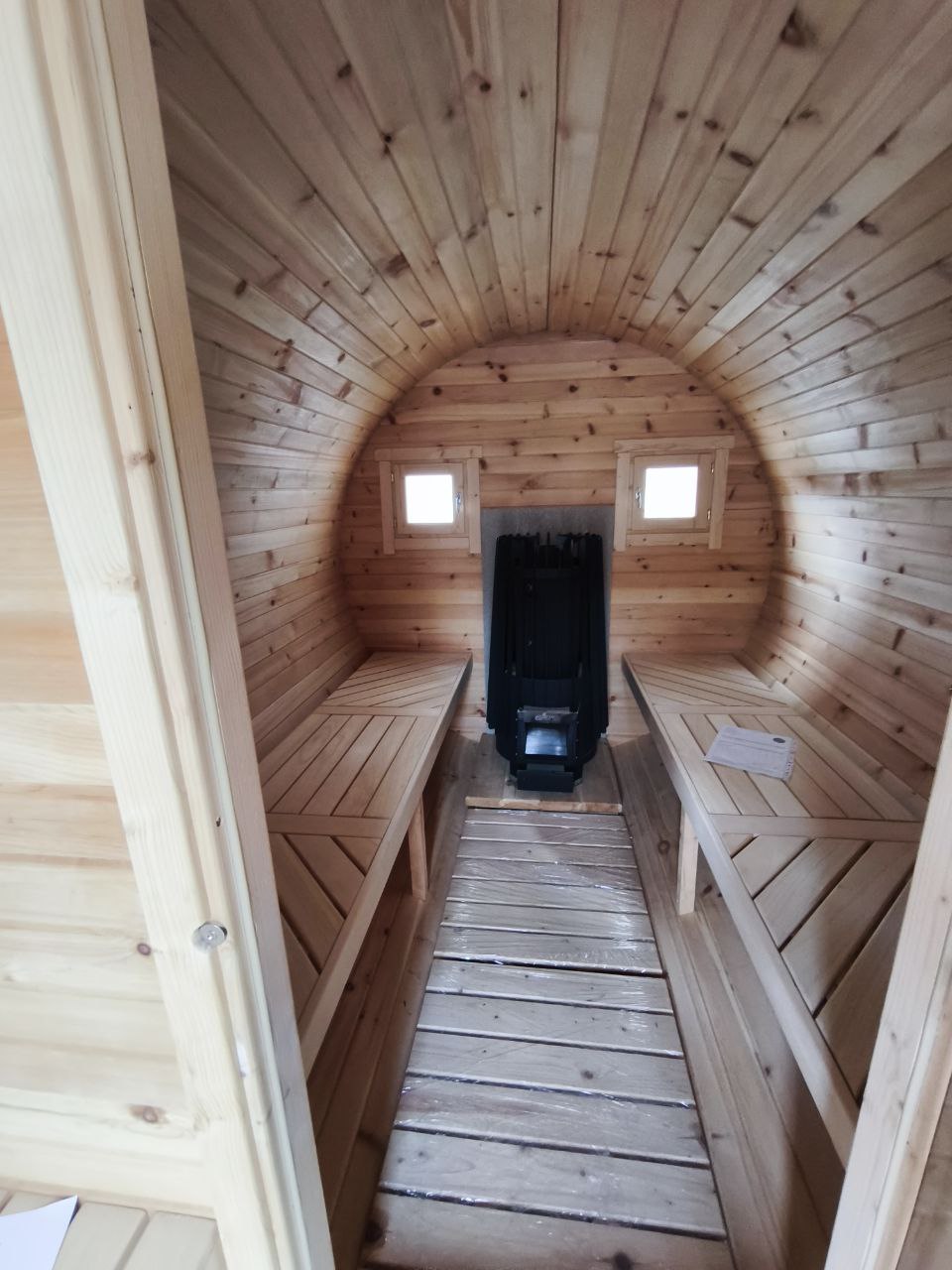 Fasssauna aus Zedernholz "BRR-420V-RUND"