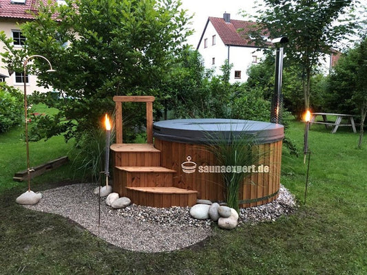 Whirlpool GFK - Badefass - Badezuber RUND Ø225cm mit Holzheizung